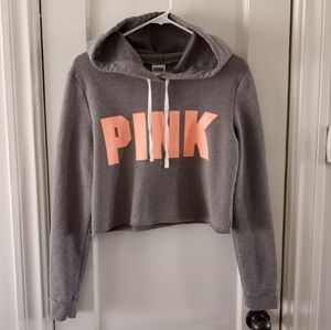 PINK Victoria's Secret Cropped Pullover Hoodie Sweater Women's Size Small